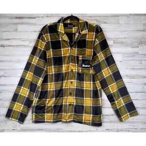 Dogg Supply Snoop Dogg Men’s Yellow Black Plaid Flannel Pajama Shirt Large
